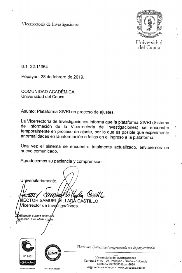 Comunicado VRI